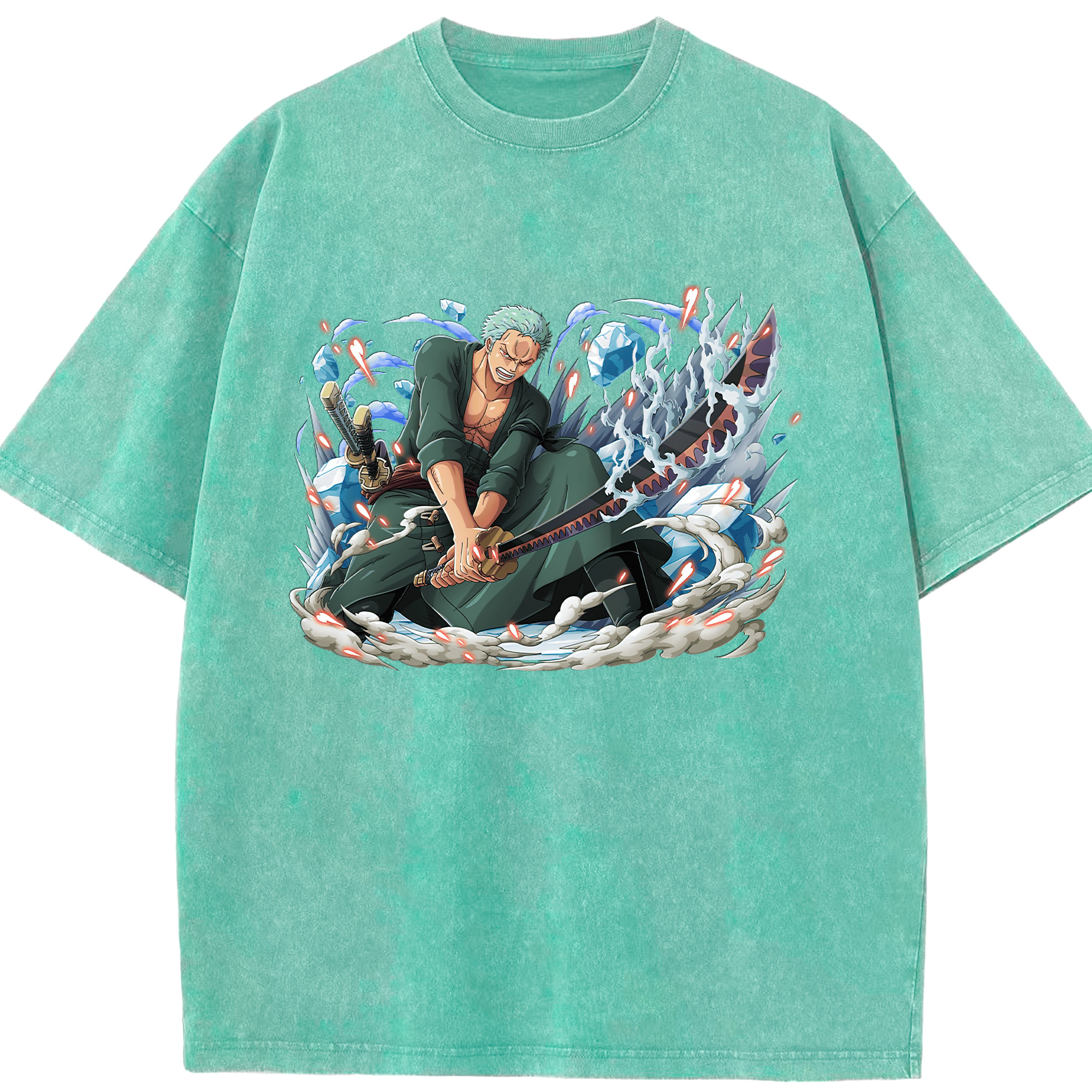 ワンピース ロロノア・ゾロ ONE PIECE Roronoa Zoro 綿100% ヴィンテージ風 半袖Tシャツ（フロントプリント）